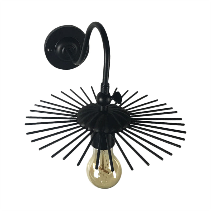 Open Bulb Indoor Wall Lamp with Sputnik Design Vintage Style Metal 1 Light Black Sconce Lighting Clearhalo 'Art deco wall lights' 'Cast Iron' 'Glass' 'Industrial wall lights' 'Industrial' 'Middle century wall lights' 'Modern' 'Rustic wall lights' 'Tiffany' 'Traditional wall lights' 'Wall Lamps & Sconces' 'Wall Lights' Lighting' 138910