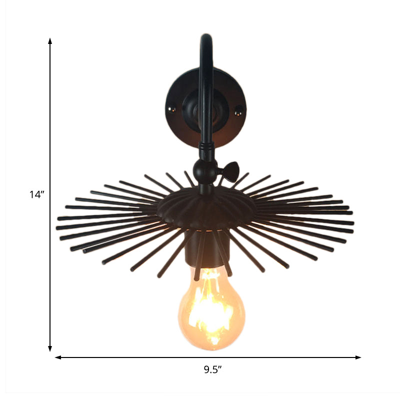 Open Bulb Indoor Wall Lamp with Sputnik Design Vintage Style Metal 1 Light Black Sconce Lighting Clearhalo 'Art deco wall lights' 'Cast Iron' 'Glass' 'Industrial wall lights' 'Industrial' 'Middle century wall lights' 'Modern' 'Rustic wall lights' 'Tiffany' 'Traditional wall lights' 'Wall Lamps & Sconces' 'Wall Lights' Lighting' 138911
