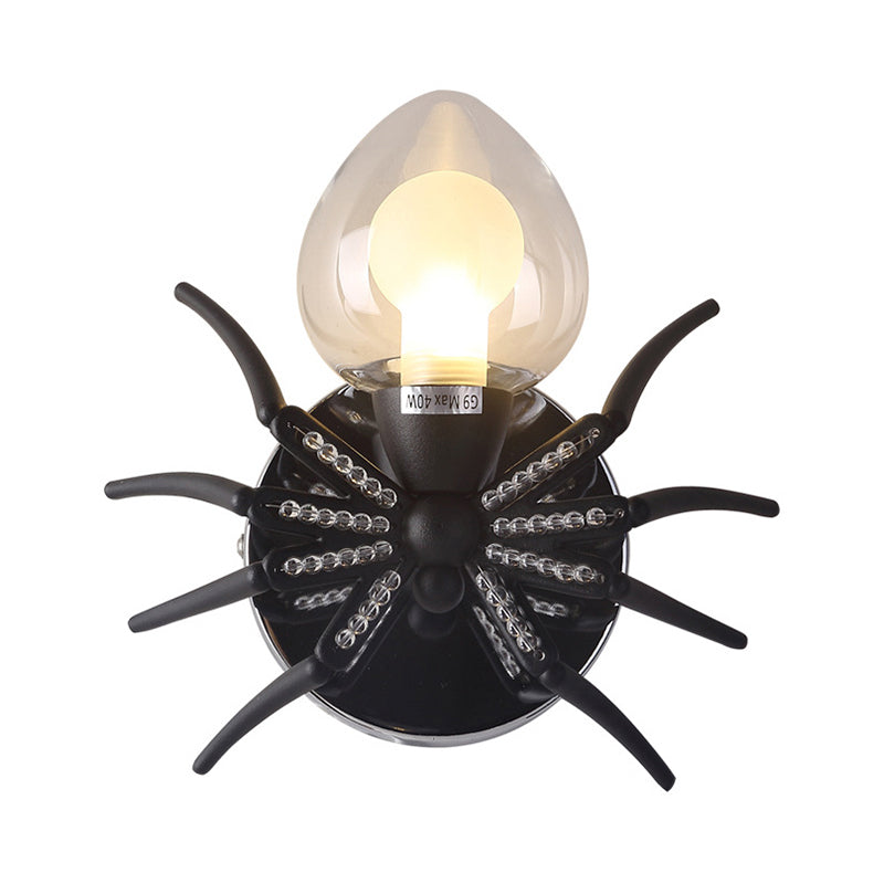 Metal Spider Wall Lighting with Metal Shade Lodge Loft 1 Light Sconce Lamp in Black Clearhalo 'Wall Lamps & Sconces' 'Wall Lights' Lighting' 138918