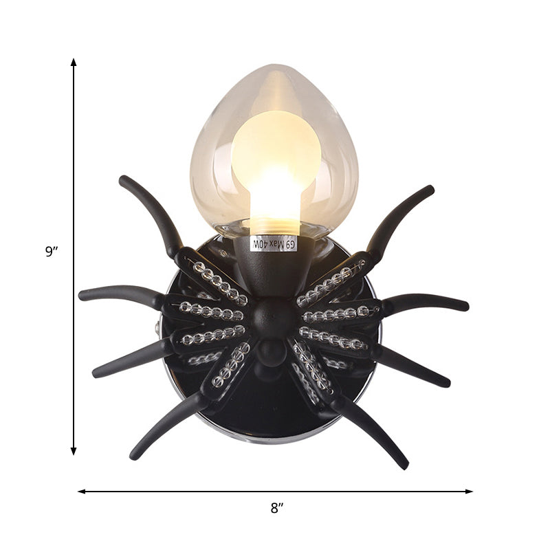 Metal Spider Wall Lighting with Metal Shade Lodge Loft 1 Light Sconce Lamp in Black Clearhalo 'Wall Lamps & Sconces' 'Wall Lights' Lighting' 138919