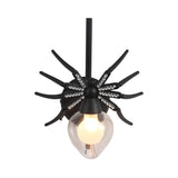 Black Spider Sconce Lighting Rustic Lodge Metallic Mini Wall Lamp with Clear Glass Shade Clearhalo 'Wall Lamps & Sconces' 'Wall Lights' Lighting' 138934