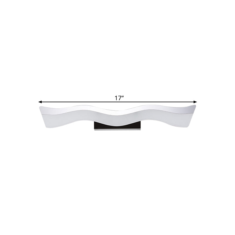 17"/23" Width Waving Wall Mounted Light Contemporary Acrylic LED White Vanity Lighting in Warm/White Light Clearhalo 'Cast Iron' 'Glass' 'Industrial' 'Modern wall lights' 'Modern' 'Tiffany' 'Traditional wall lights' 'Vanity Lights' 'Wall Lights' Lighting' 138943