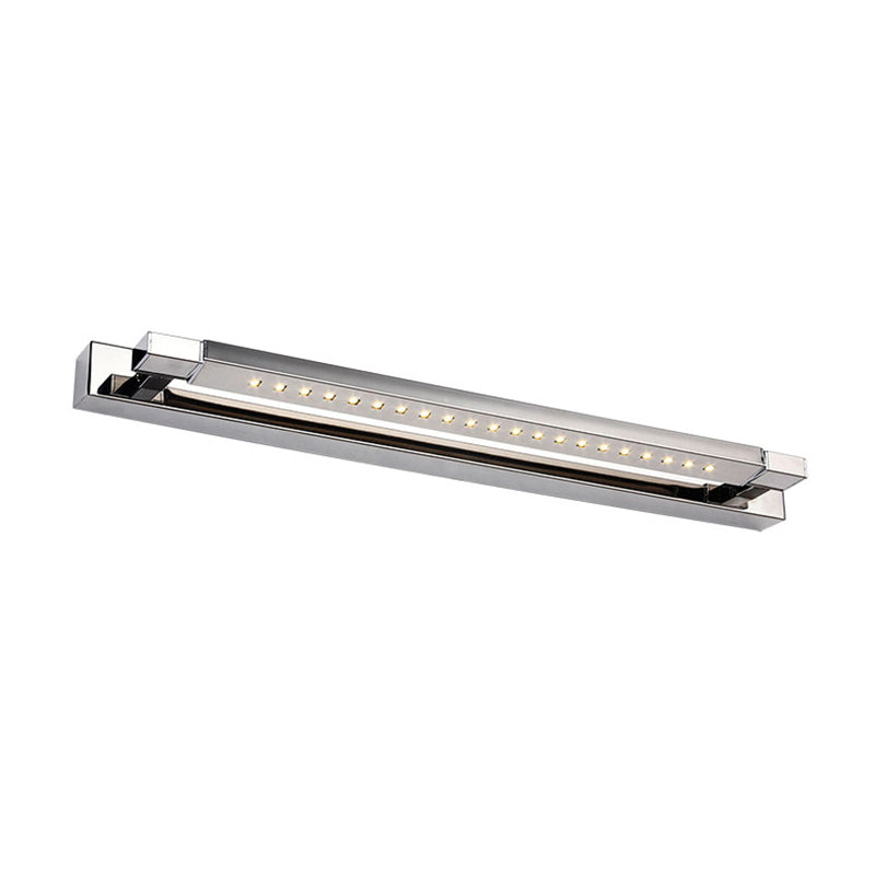 Rotatable Linear Vanity Sconce Light Modern Stainless Steel 18.5"/24" W LED Kitchen Wall Lamp in Chrome, Warm/White Lighting Clearhalo 'Cast Iron' 'Glass' 'Industrial' 'Modern wall lights' 'Modern' 'Tiffany' 'Traditional wall lights' 'Vanity Lights' 'Wall Lights' Lighting' 138947