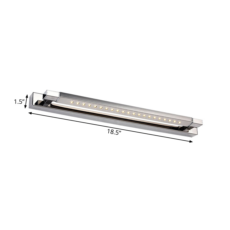 Rotatable Linear Vanity Sconce Light Modern Stainless Steel 18.5"/24" W LED Kitchen Wall Lamp in Chrome, Warm/White Lighting Clearhalo 'Cast Iron' 'Glass' 'Industrial' 'Modern wall lights' 'Modern' 'Tiffany' 'Traditional wall lights' 'Vanity Lights' 'Wall Lights' Lighting' 138948
