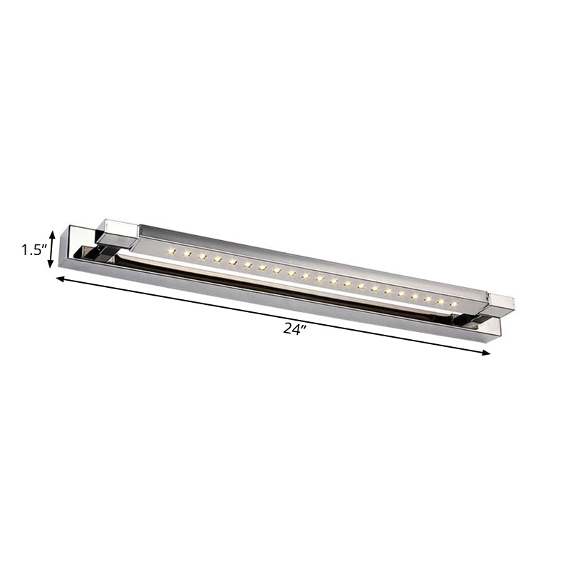 Rotatable Linear Vanity Sconce Light Modern Stainless Steel 18.5"/24" W LED Kitchen Wall Lamp in Chrome, Warm/White Lighting Clearhalo 'Cast Iron' 'Glass' 'Industrial' 'Modern wall lights' 'Modern' 'Tiffany' 'Traditional wall lights' 'Vanity Lights' 'Wall Lights' Lighting' 138949