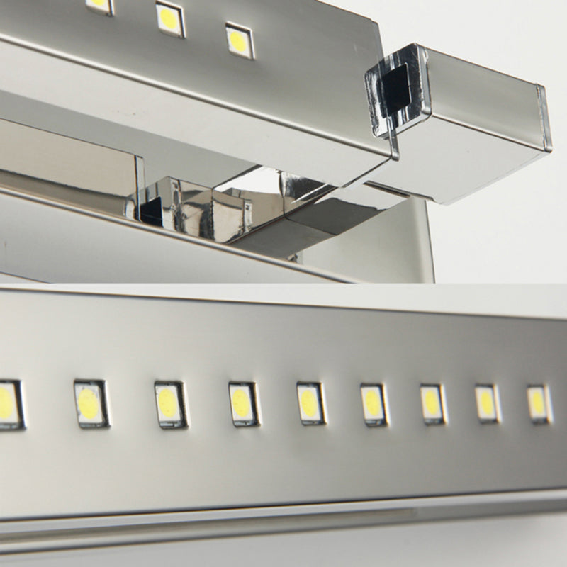 Rotatable Linear Vanity Sconce Light Modern Stainless Steel 18.5"/24" W LED Kitchen Wall Lamp in Chrome, Warm/White Lighting Clearhalo 'Cast Iron' 'Glass' 'Industrial' 'Modern wall lights' 'Modern' 'Tiffany' 'Traditional wall lights' 'Vanity Lights' 'Wall Lights' Lighting' 138950