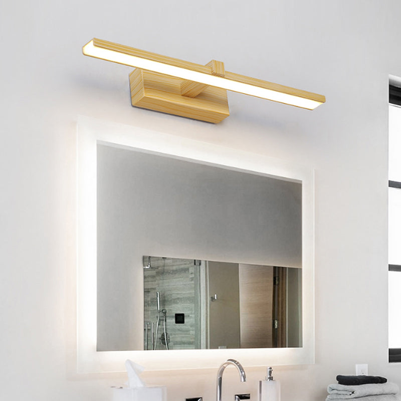 Nordic Stylish Rectangle Wall Lamp Acrylic 16"/19.5" Wide LED Bathroom Vanity Sconce Light in White/Wood Clearhalo 'Cast Iron' 'Glass' 'Industrial' 'Modern wall lights' 'Modern' 'Tiffany' 'Traditional wall lights' 'Vanity Lights' 'Wall Lights' Lighting' 139013