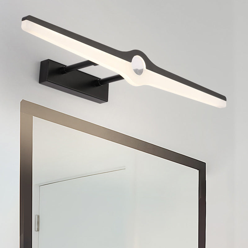Linear Wall Mount Light Modern Stylish Aluminum and Acrylic LED Black/White Vanity Lighting, 16"/29" Dia Clearhalo 'Cast Iron' 'Glass' 'Industrial' 'Modern wall lights' 'Modern' 'Tiffany' 'Traditional wall lights' 'Vanity Lights' 'Wall Lights' Lighting' 139026