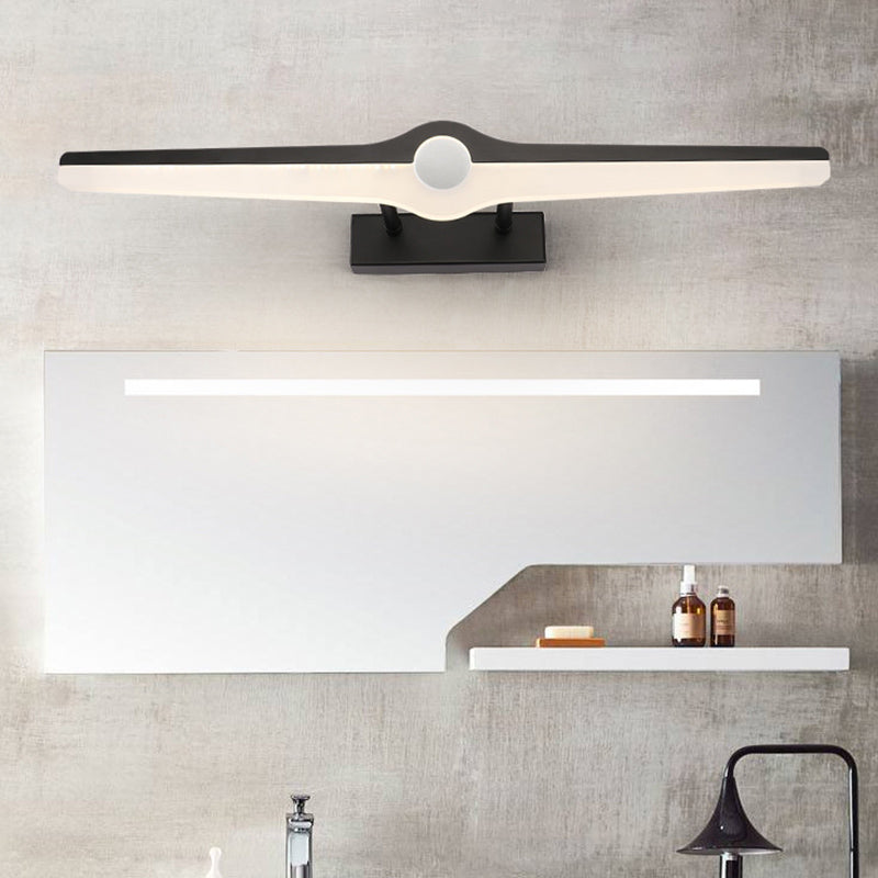 Linear Wall Mount Light Modern Stylish Aluminum and Acrylic LED Black/White Vanity Lighting, 16"/29" Dia Black Clearhalo 'Cast Iron' 'Glass' 'Industrial' 'Modern wall lights' 'Modern' 'Tiffany' 'Traditional wall lights' 'Vanity Lights' 'Wall Lights' Lighting' 139027