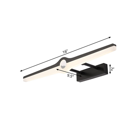 Linear Wall Mount Light Modern Stylish Aluminum and Acrylic LED Black/White Vanity Lighting, 16"/29" Dia Clearhalo 'Cast Iron' 'Glass' 'Industrial' 'Modern wall lights' 'Modern' 'Tiffany' 'Traditional wall lights' 'Vanity Lights' 'Wall Lights' Lighting' 139029