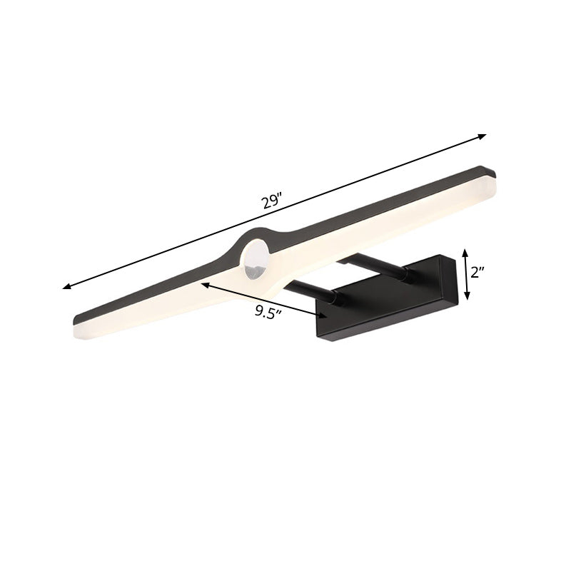 Linear Wall Mount Light Modern Stylish Aluminum and Acrylic LED Black/White Vanity Lighting, 16"/29" Dia Clearhalo 'Cast Iron' 'Glass' 'Industrial' 'Modern wall lights' 'Modern' 'Tiffany' 'Traditional wall lights' 'Vanity Lights' 'Wall Lights' Lighting' 139031