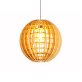 Wooden Globe Pendant Light Asian Style 1-Light Suspension Lamp in Natural Wood for Dining Room Clearhalo 'Ceiling Lights' 'Pendant Lights' 'Pendants' Lighting' 139037