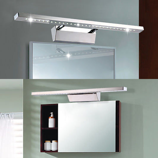 Rectangular Indoor Vanity Sconce Light Stainless Steel 16"/19.5" W LED Modern Wall Mounted Light in Chrome, Warm/White Lighting Clearhalo 'Modern wall lights' 'Modern' 'Vanity Lights' 'Wall Lights' Lighting' 139110