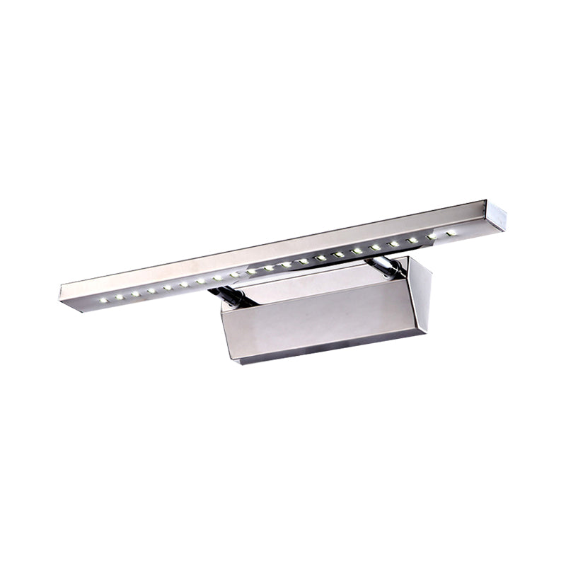 Rectangular Indoor Vanity Sconce Light Stainless Steel 16"/19.5" W LED Modern Wall Mounted Light in Chrome, Warm/White Lighting Clearhalo 'Modern wall lights' 'Modern' 'Vanity Lights' 'Wall Lights' Lighting' 139111