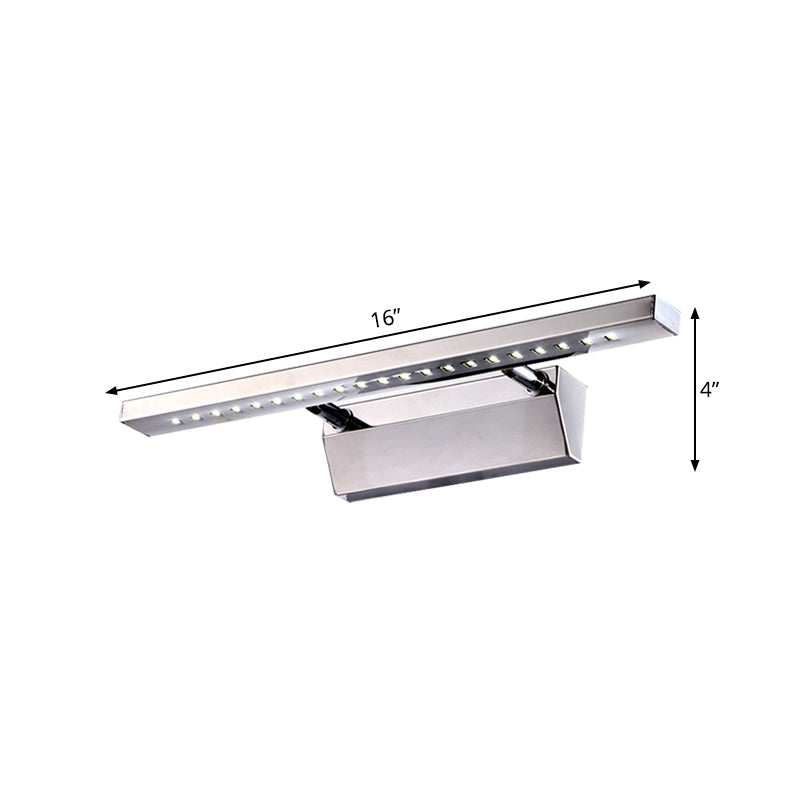Rectangular Indoor Vanity Sconce Light Stainless Steel 16"/19.5" W LED Modern Wall Mounted Light in Chrome, Warm/White Lighting Clearhalo 'Modern wall lights' 'Modern' 'Vanity Lights' 'Wall Lights' Lighting' 139112