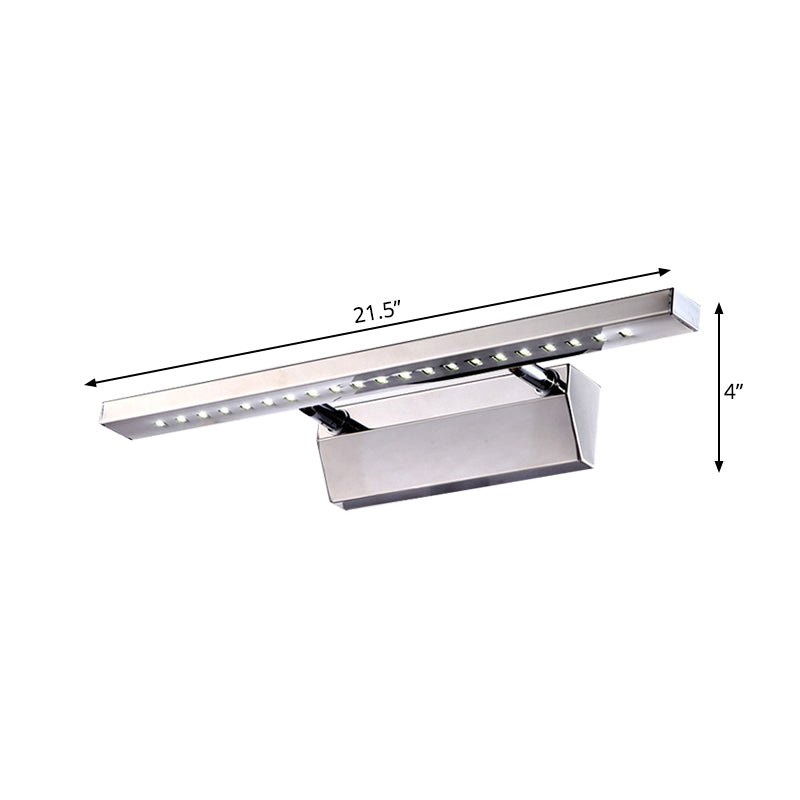 Rectangular Indoor Vanity Sconce Light Stainless Steel 16"/19.5" W LED Modern Wall Mounted Light in Chrome, Warm/White Lighting Clearhalo 'Modern wall lights' 'Modern' 'Vanity Lights' 'Wall Lights' Lighting' 139113