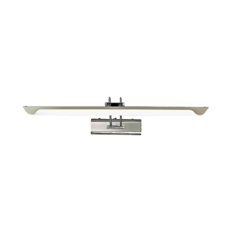 Silver Finish Linear Wall Mount Lamp Modern Style 16"/23.5" Width LED Stainless Steel Vanity Lamp for Bedroom Clearhalo 'Modern wall lights' 'Modern' 'Vanity Lights' 'Wall Lights' Lighting' 139117