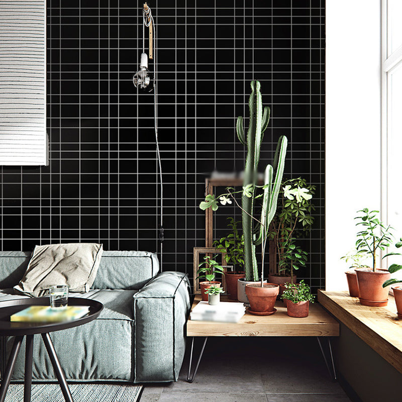 Geometric Net Patterned Wallpaper Modern Smooth Surface Wall Decor in White on Black Clearhalo 'Modern wall decor' 'Modern' 'Wallpaper' Wall Decor' 1391224