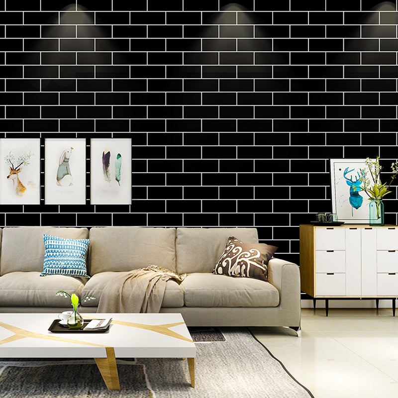 Geometric Net Patterned Wallpaper Modern Smooth Surface Wall Decor in White on Black Clearhalo 'Modern wall decor' 'Modern' 'Wallpaper' Wall Decor' 1391227