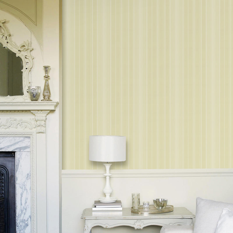 Pastel Color Ticking Stripe Wallpaper Waterproof Modern Dining Room Wall Covering Light Yellow Clearhalo 'Modern wall decor' 'Modern' 'Wallpaper' Wall Decor' 1391245