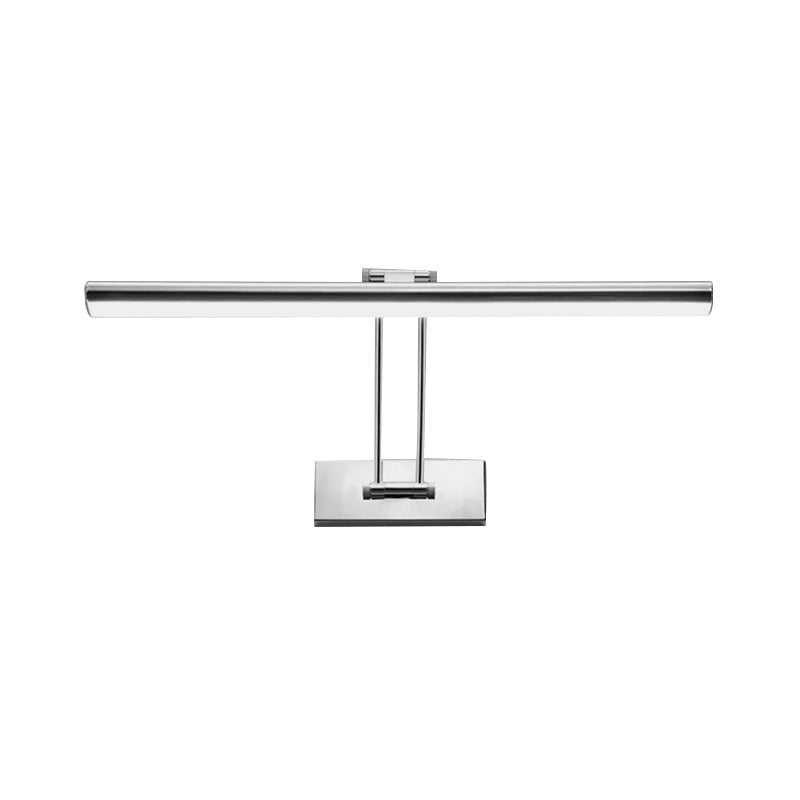 Stainless Steel Linear Vanity Fixture Contemporary Style 16"/21.5" Dia LED Chrome Wall Mounted Light for Bathroom Clearhalo 'Cast Iron' 'Glass' 'Industrial' 'Modern wall lights' 'Modern' 'Tiffany' 'Traditional wall lights' 'Vanity Lights' 'Wall Lights' Lighting' 139132