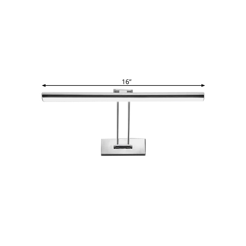 Stainless Steel Linear Vanity Fixture Contemporary Style 16"/21.5" Dia LED Chrome Wall Mounted Light for Bathroom Clearhalo 'Cast Iron' 'Glass' 'Industrial' 'Modern wall lights' 'Modern' 'Tiffany' 'Traditional wall lights' 'Vanity Lights' 'Wall Lights' Lighting' 139133