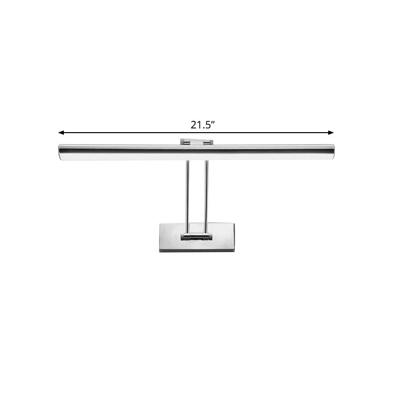 Stainless Steel Linear Vanity Fixture Contemporary Style 16"/21.5" Dia LED Chrome Wall Mounted Light for Bathroom Clearhalo 'Cast Iron' 'Glass' 'Industrial' 'Modern wall lights' 'Modern' 'Tiffany' 'Traditional wall lights' 'Vanity Lights' 'Wall Lights' Lighting' 139134