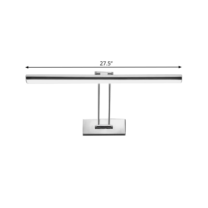 Stainless Steel Linear Vanity Fixture Contemporary Style 16"/21.5" Dia LED Chrome Wall Mounted Light for Bathroom Clearhalo 'Cast Iron' 'Glass' 'Industrial' 'Modern wall lights' 'Modern' 'Tiffany' 'Traditional wall lights' 'Vanity Lights' 'Wall Lights' Lighting' 139135
