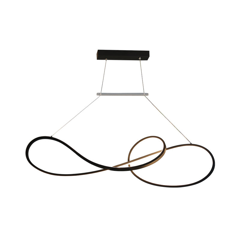 Metal Twisted Line Pendant Chandelier Nordic Style Black/White/Gold LED Pendulum Lamp for Dining Room, Warm/White Light Clearhalo 'Ceiling Lights' 'Chandeliers' 'Modern Chandeliers' 'Modern' Lighting' 1391513