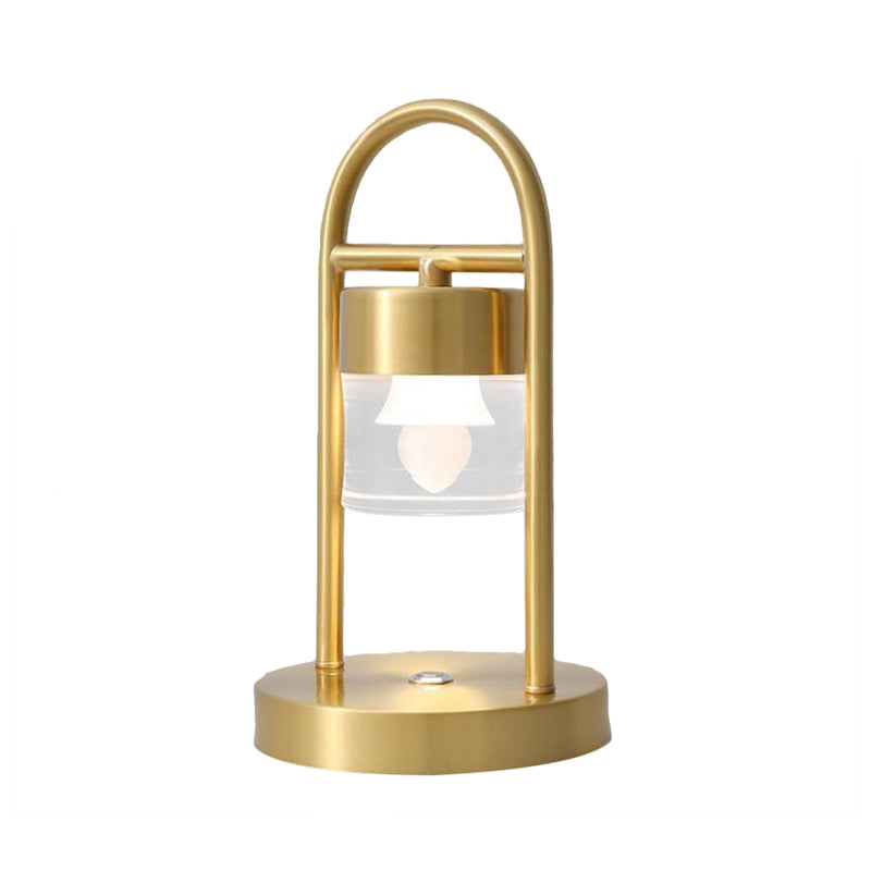 Gold Column Table Lamp Simplicity Clear Glass LED Desk Light with U-Shaped Metal Frame Clearhalo 'Lamps' 'Table Lamps' Lighting' 1391611