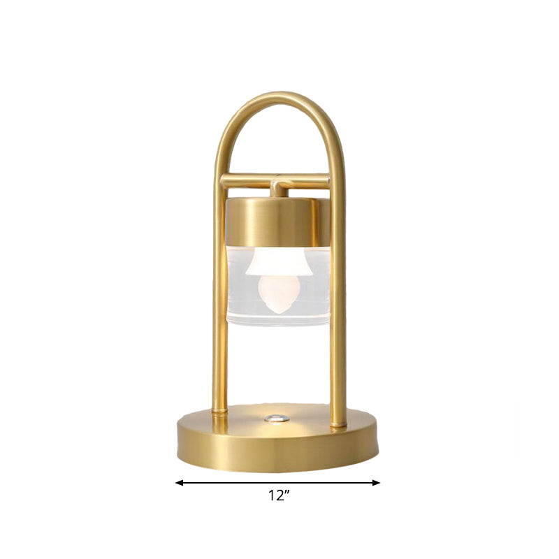 Gold Column Table Lamp Simplicity Clear Glass LED Desk Light with U-Shaped Metal Frame Clearhalo 'Lamps' 'Table Lamps' Lighting' 1391612