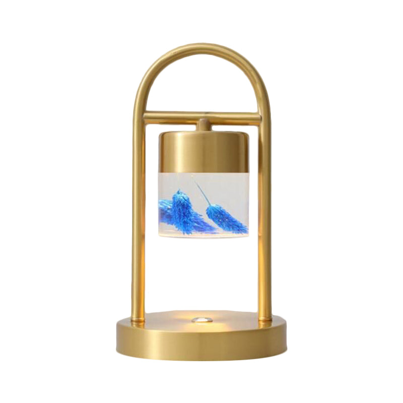 Gold Column Table Lamp Simplicity Clear Glass LED Desk Light with U-Shaped Metal Frame Clearhalo 'Lamps' 'Table Lamps' Lighting' 1391621