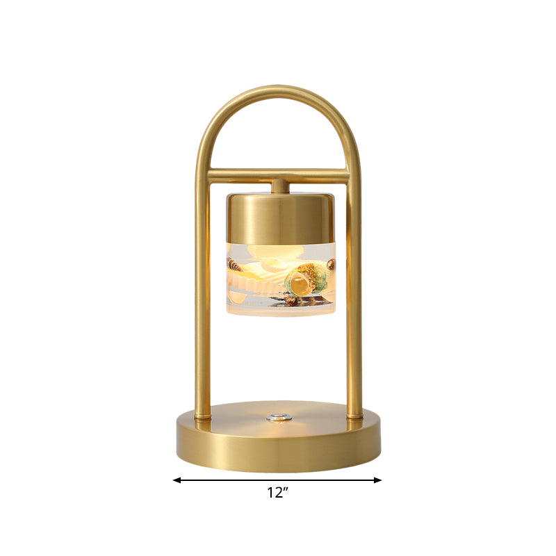 Gold Column Table Lamp Simplicity Clear Glass LED Desk Light with U-Shaped Metal Frame Clearhalo 'Lamps' 'Table Lamps' Lighting' 1391642
