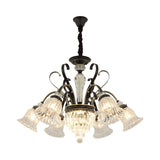 Beveled Glass Crystal Black Ceiling Chandelier Bell 6/8 Heads Traditional Pendant Light Kit Clearhalo 'Ceiling Lights' 'Chandeliers' Lighting' options 1391704