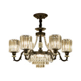 Black 3/6 Bulbs Hanging Chandelier Traditional Crystal Block Drum Ceiling Light Fixture Clearhalo 'Ceiling Lights' 'Chandeliers' Lighting' options 1391717