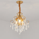 3 Bulbs Chandelier Lighting with Teardrops Shade Crystal Drip Traditional Living Room Hanging Ceiling Light Clearhalo 'Ceiling Lights' 'Chandeliers' Lighting' options 1391724