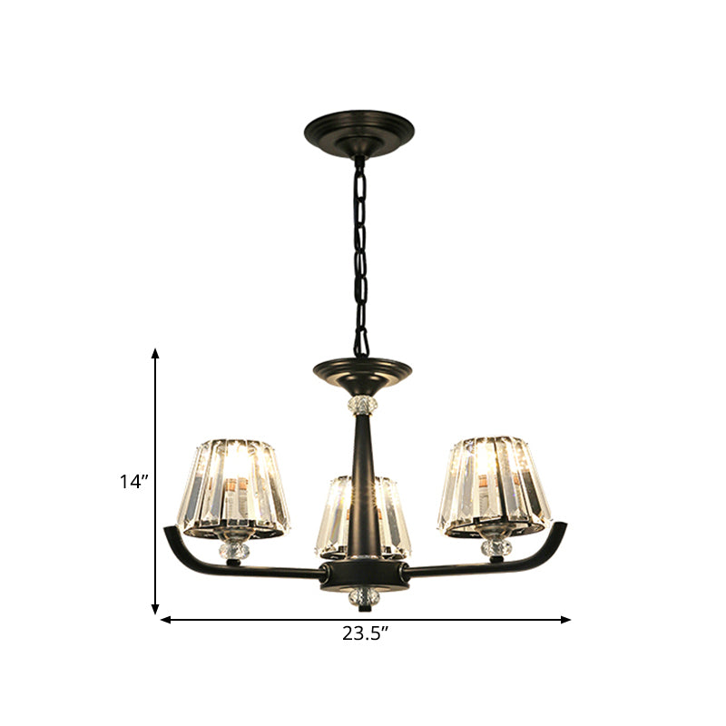 3/8 Heads Chandelier Light with Tapered Crystal Traditional Bedroom Ceiling Light Fixture Clearhalo 'Ceiling Lights' 'Chandeliers' Lighting' options 1391790