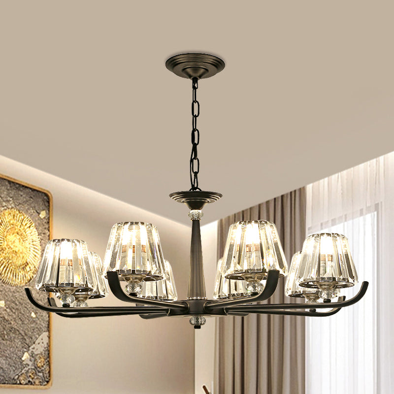 3/8 Heads Chandelier Light with Tapered Crystal Traditional Bedroom Ceiling Light Fixture Clearhalo 'Ceiling Lights' 'Chandeliers' Lighting' options 1391792