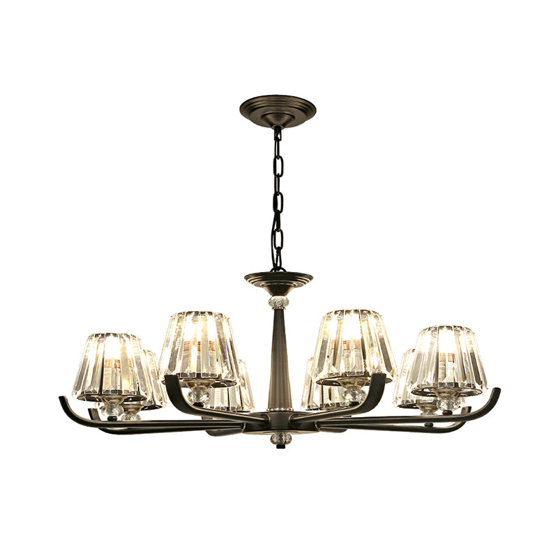 3/8 Heads Chandelier Light with Tapered Crystal Traditional Bedroom Ceiling Light Fixture Clearhalo 'Ceiling Lights' 'Chandeliers' Lighting' options 1391793