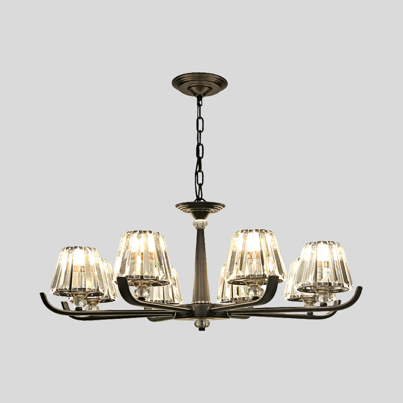 3/8 Heads Chandelier Light with Tapered Crystal Traditional Bedroom Ceiling Light Fixture Clearhalo 'Ceiling Lights' 'Chandeliers' Lighting' options 1391794