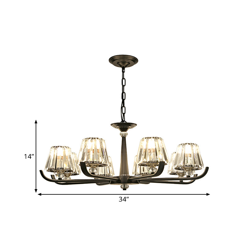 3/8 Heads Chandelier Light with Tapered Crystal Traditional Bedroom Ceiling Light Fixture Clearhalo 'Ceiling Lights' 'Chandeliers' Lighting' options 1391795