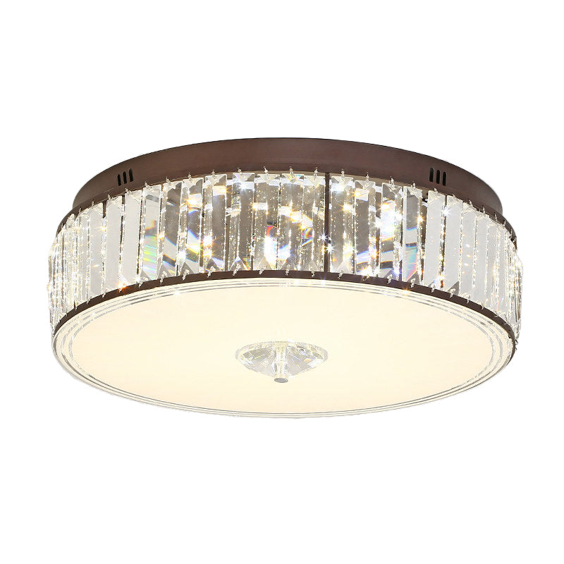 Clear Drum Flush Mount LED Light Contemporary Style Crystal Bedroom Flushmount Ceiling Lamp, 19.5"/23.5" Wide Clearhalo 'Ceiling Lights' 'Close To Ceiling Lights' 'Close to ceiling' 'Flush mount' Lighting' 1391824