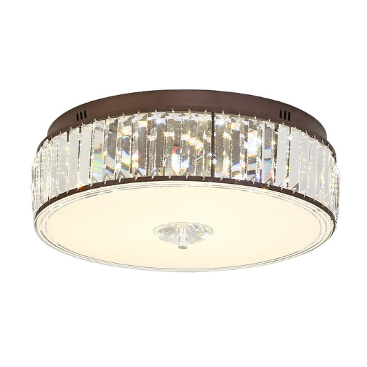 Clear Drum Flush Mount LED Light Contemporary Style Crystal Bedroom Flushmount Ceiling Lamp, 19.5"/23.5" Wide Clearhalo 'Ceiling Lights' 'Close To Ceiling Lights' 'Close to ceiling' 'Flush mount' Lighting' 1391824