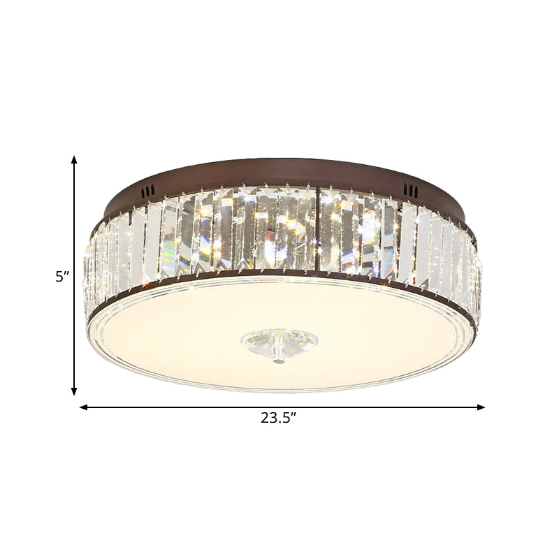 Clear Drum Flush Mount LED Light Contemporary Style Crystal Bedroom Flushmount Ceiling Lamp, 19.5"/23.5" Wide Clearhalo 'Ceiling Lights' 'Close To Ceiling Lights' 'Close to ceiling' 'Flush mount' Lighting' 1391827