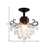 Crystal Ball Semi Flush Mount Light Modern 3 Heads Bedchamber Close to Ceiling Lamp in Black Clearhalo 'Ceiling Lights' 'Close To Ceiling Lights' 'Close to ceiling' 'Semi-flushmount' Lighting' 1391831