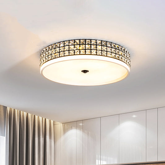 16"/19.5" Wide LED Round Flushmount Ceiling Fixture Modern White Crystal Flush Mount Lighting Clearhalo 'Ceiling Lights' 'Close To Ceiling Lights' 'Close to ceiling' 'Flush mount' Lighting' 1391843