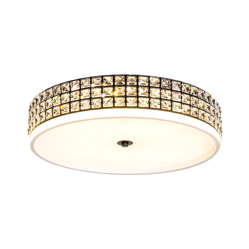 16"/19.5" Wide LED Round Flushmount Ceiling Fixture Modern White Crystal Flush Mount Lighting Clearhalo 'Ceiling Lights' 'Close To Ceiling Lights' 'Close to ceiling' 'Flush mount' Lighting' 1391844