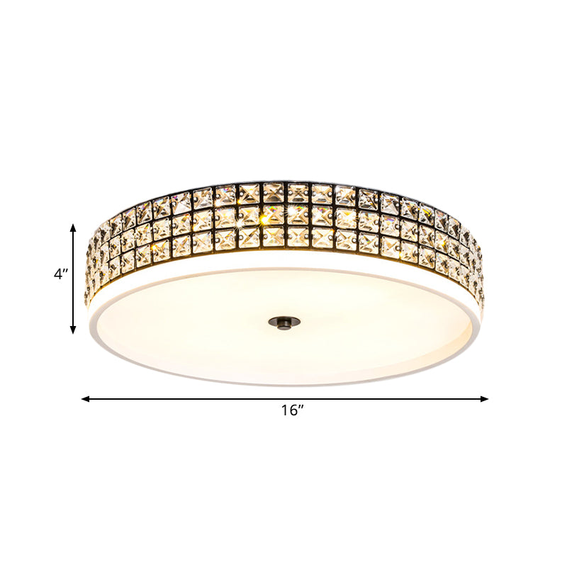 16"/19.5" Wide LED Round Flushmount Ceiling Fixture Modern White Crystal Flush Mount Lighting Clearhalo 'Ceiling Lights' 'Close To Ceiling Lights' 'Close to ceiling' 'Flush mount' Lighting' 1391845