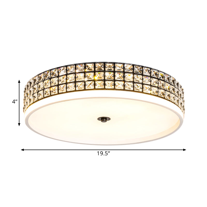 16"/19.5" Wide LED Round Flushmount Ceiling Fixture Modern White Crystal Flush Mount Lighting Clearhalo 'Ceiling Lights' 'Close To Ceiling Lights' 'Close to ceiling' 'Flush mount' Lighting' 1391846