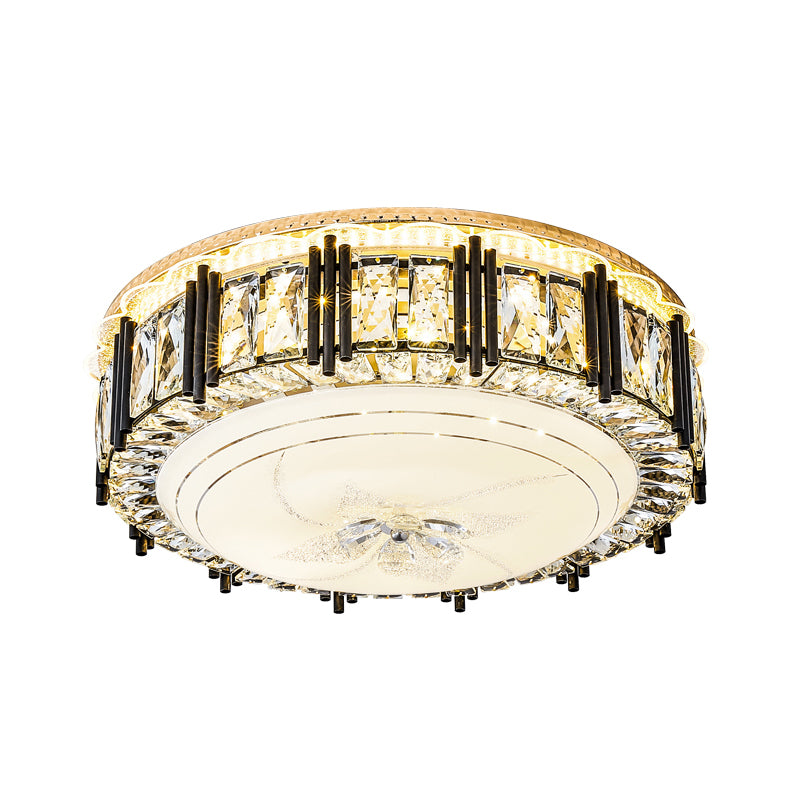 LED Flush Mount Light Fixture Contemporary Style Drum Crystal Flushmount Ceiling Lamp in Gold Clearhalo 'Ceiling Lights' 'Close To Ceiling Lights' 'Close to ceiling' 'Flush mount' Lighting' 1391849